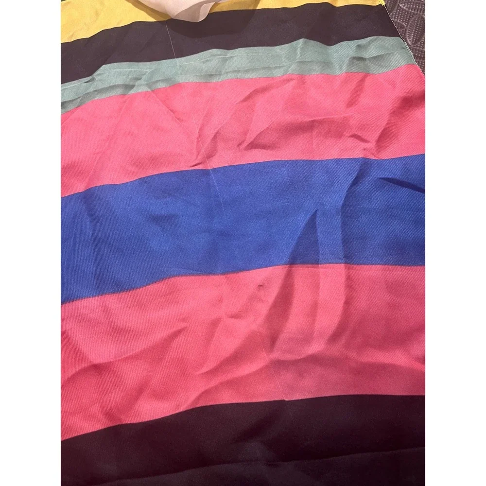 Chanel Silk Scarf Womens OS Multicolor Striped CC‎ Logo Square Made in Italy